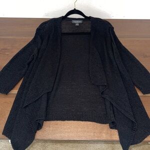 August Silk Black Knitted Open Knit Cardigan Sz. L